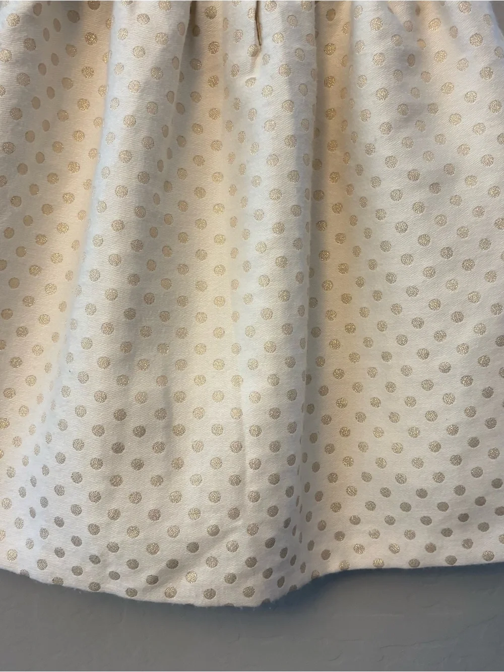 Janie and Jack ivory and gold shimmer polka dot ruffled holiday dress size 8